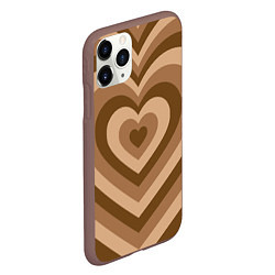 Чехол iPhone 11 Pro матовый Hearts brown, цвет: 3D-коричневый — фото 2
