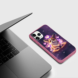 Чехол iPhone 11 Pro матовый Любимый корги, цвет: 3D-малиновый — фото 2