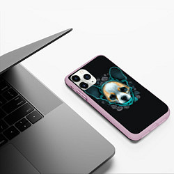 Чехол iPhone 11 Pro матовый Милый корги череп, цвет: 3D-розовый — фото 2