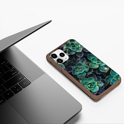 Чехол iPhone 11 Pro матовый Паттерн из множество зелёных цветов, цвет: 3D-коричневый — фото 2