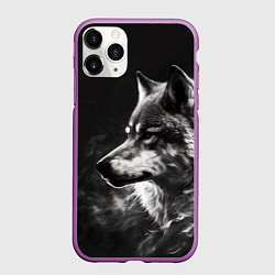 Чехол iPhone 11 Pro матовый Волк в белом дыму, цвет: 3D-фиолетовый