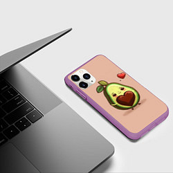 Чехол iPhone 11 Pro матовый Влюбленная авокадо - парные, цвет: 3D-фиолетовый — фото 2