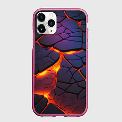 Чехол iPhone 11 Pro матовый Неоновая лава - течение, цвет: 3D-малиновый