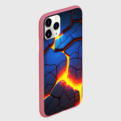 Чехол iPhone 11 Pro матовый Яркая неоновая лава, разломы, цвет: 3D-малиновый — фото 2