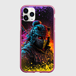 Чехол iPhone 11 Pro матовый Адский самурай, цвет: 3D-малиновый