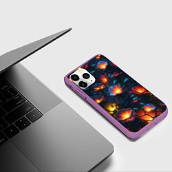 Чехол iPhone 11 Pro матовый Светящиеся цветы, цвет: 3D-фиолетовый — фото 2