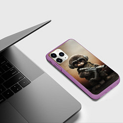 Чехол iPhone 11 Pro матовый Зверь с оружием, цвет: 3D-фиолетовый — фото 2