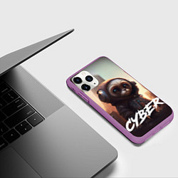 Чехол iPhone 11 Pro матовый Cyber animal, цвет: 3D-фиолетовый — фото 2