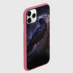 Чехол iPhone 11 Pro матовый Ворон во мраке, цвет: 3D-малиновый — фото 2