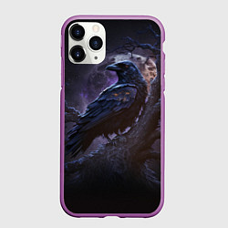 Чехол iPhone 11 Pro матовый Ворон во мраке, цвет: 3D-фиолетовый