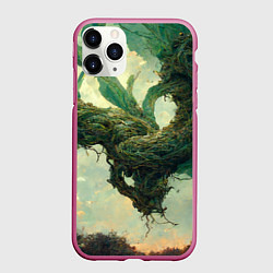 Чехол iPhone 11 Pro матовый Рисунок нейросети, цвет: 3D-малиновый