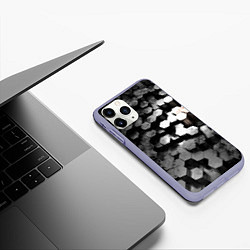 Чехол iPhone 11 Pro матовый Карбоновые соты абстрация, цвет: 3D-светло-сиреневый — фото 2