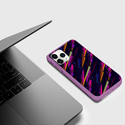 Чехол iPhone 11 Pro матовый Глитч полосы, цвет: 3D-фиолетовый — фото 2