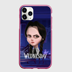 Чехол iPhone 11 Pro матовый Уэнсдэй фан арт, цвет: 3D-малиновый