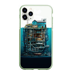 Чехол iPhone 11 Pro матовый Подводный дом, цвет: 3D-салатовый