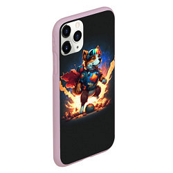Чехол iPhone 11 Pro матовый Супер корги, цвет: 3D-розовый — фото 2
