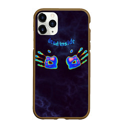Чехол iPhone 11 Pro матовый Неоновые следы ладоней - дед инсайд