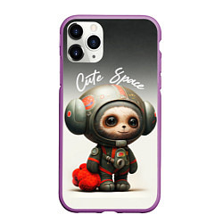 Чехол iPhone 11 Pro матовый Cute Space, цвет: 3D-фиолетовый