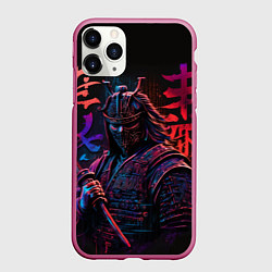 Чехол iPhone 11 Pro матовый Самурай неон, цвет: 3D-малиновый