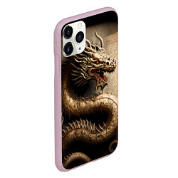 Чехол iPhone 11 Pro матовый Китайский дракон с открытой пастью, цвет: 3D-розовый — фото 2