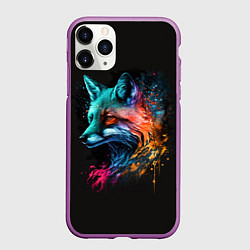 Чехол iPhone 11 Pro матовый Неоновая лисичка, цвет: 3D-фиолетовый