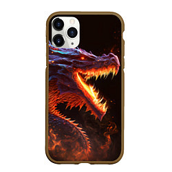 Чехол iPhone 11 Pro матовый Огненный дракон, цвет: 3D-коричневый