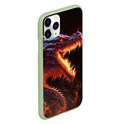 Чехол iPhone 11 Pro матовый Огненный дракон, цвет: 3D-салатовый — фото 2