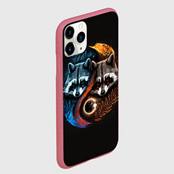 Чехол iPhone 11 Pro матовый Инь-янь еноты, цвет: 3D-малиновый — фото 2