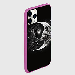 Чехол iPhone 11 Pro матовый Волки инь-янь луна, цвет: 3D-фиолетовый — фото 2