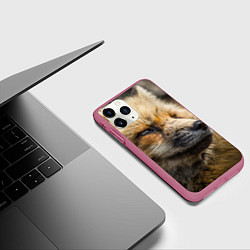 Чехол iPhone 11 Pro матовый Мудрый лис, цвет: 3D-малиновый — фото 2