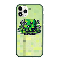 Чехол iPhone 11 Pro матовый Милашка криппер на кубическом фоне, цвет: 3D-темно-зеленый