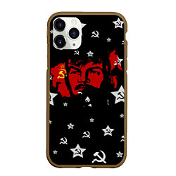 Чехол iPhone 11 Pro матовый Ленин на фоне звезд, цвет: 3D-коричневый