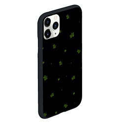 Чехол iPhone 11 Pro матовый Четырехлистный клевер на черном фоне, цвет: 3D-черный — фото 2