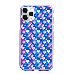 Чехол iPhone 11 Pro матовый Узор из сердечек