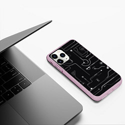 Чехол iPhone 11 Pro матовый Зелёный абстрактный игровой, цвет: 3D-розовый — фото 2