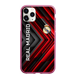 Чехол iPhone 11 Pro матовый Real Madrid art, цвет: 3D-малиновый