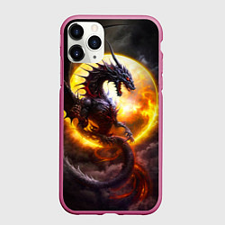 Чехол iPhone 11 Pro матовый Звездный дракон, цвет: 3D-малиновый