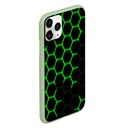 Чехол iPhone 11 Pro матовый Кислотные соты броня, цвет: 3D-салатовый — фото 2