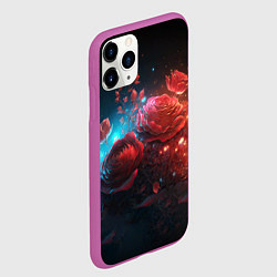 Чехол iPhone 11 Pro матовый Алые розы в ночном лесу, цвет: 3D-фиолетовый — фото 2
