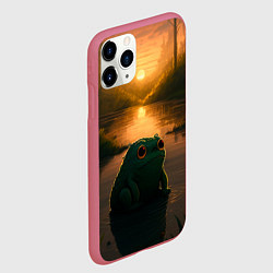 Чехол iPhone 11 Pro матовый Лягушонок Пепе у себя дома, цвет: 3D-малиновый — фото 2