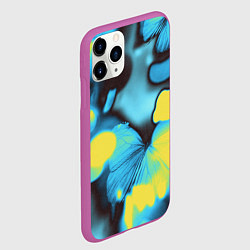 Чехол iPhone 11 Pro матовый Голубые бабочки асбтракция, цвет: 3D-фиолетовый — фото 2