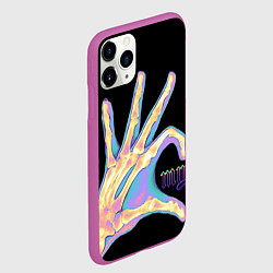 Чехол iPhone 11 Pro матовый Сердечко левой рукой - неоновый рентген, цвет: 3D-фиолетовый — фото 2