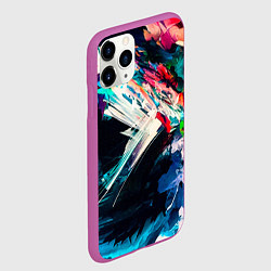 Чехол iPhone 11 Pro матовый Разноцветные мазки краски, цвет: 3D-фиолетовый — фото 2