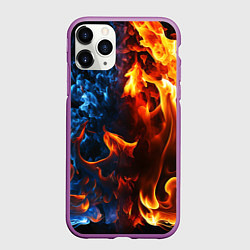 Чехол iPhone 11 Pro матовый Битва огней - два пламени, цвет: 3D-фиолетовый