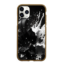 Чехол iPhone 11 Pro матовый Брызги красок - белая и черная, цвет: 3D-коричневый