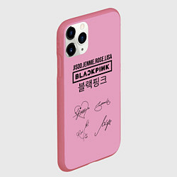 Чехол iPhone 11 Pro матовый Blackpink лого и подписи, цвет: 3D-малиновый — фото 2