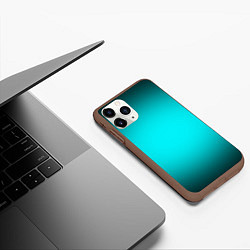 Чехол iPhone 11 Pro матовый Неоновый синий градиент, цвет: 3D-коричневый — фото 2
