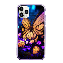 Чехол iPhone 11 Pro матовый Цветок бабочка midjouney, цвет: 3D-светло-сиреневый