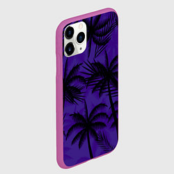 Чехол iPhone 11 Pro матовый Пальмы в ночи, цвет: 3D-фиолетовый — фото 2