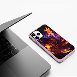 Чехол iPhone 11 Pro матовый Текстура огня, цвет: 3D-розовый — фото 2